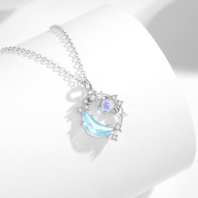 Dây Chuyền Bạc Nữ đính đá CZ Trăng Và Sao Luna LILI 180924 2