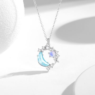 Dây Chuyền Bạc Nữ đính đá CZ Trăng Và Sao Luna LILI 180924 4