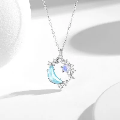 Dây Chuyền Bạc Nữ đính đá CZ Trăng Và Sao Luna LILI 180924 4