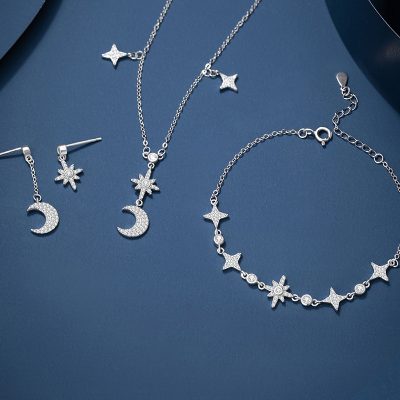 Dây Chuyền Bạc Nữ đính đá CZ Trăng Và Sao Nova LILI 180972 1