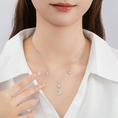 Dây Chuyền Bạc Nữ đính đá CZ Trăng Và Sao Nova LILI 180972 7