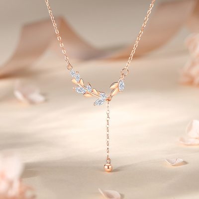 Dây Chuyền Bạc Nữ đính đá CZ Vòng Nguyệt Quế Ashley LILI 181266 2