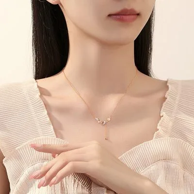 Dây Chuyền Bạc Nữ đính đá CZ Vòng Nguyệt Quế Ashley LILI 181266 3