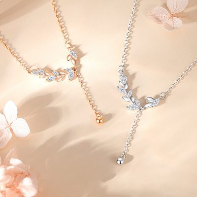 Dây Chuyền Bạc Nữ đính đá CZ Vòng Nguyệt Quế Ashley LILI 181266 5