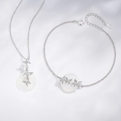 Dây Chuyền Bạc Nữ đính đá Mã Não Hồ điệp Eliza LILI 181231 1