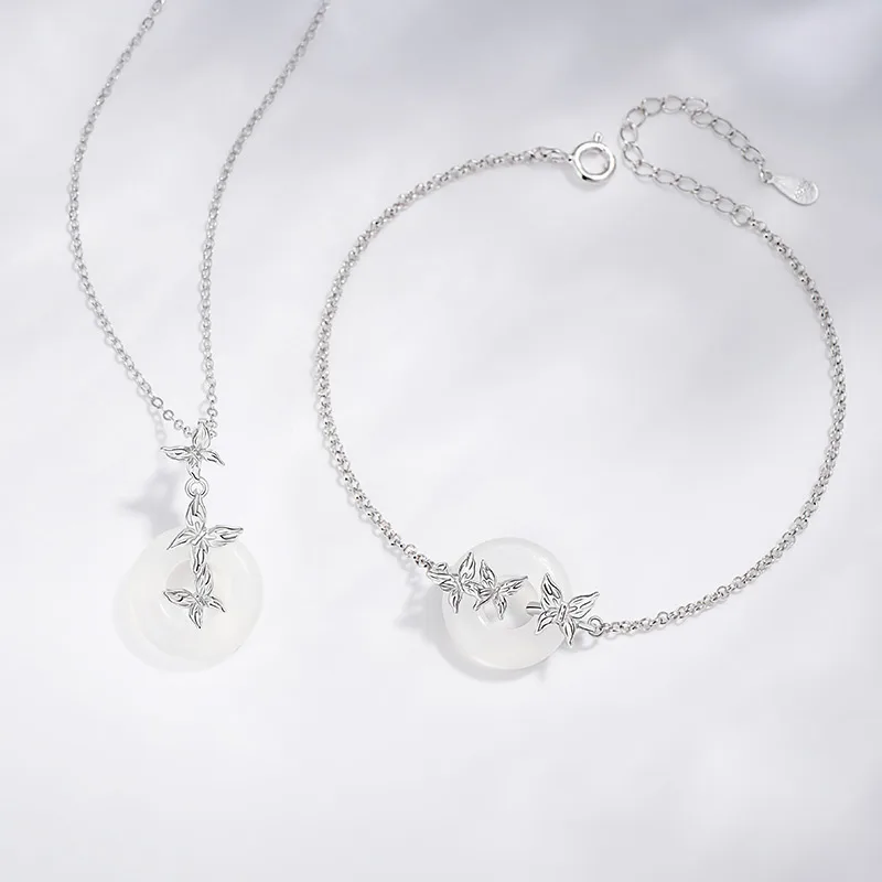 Dây Chuyền Bạc Nữ đính đá Mã Não Hồ điệp Eliza LILI 181231 1