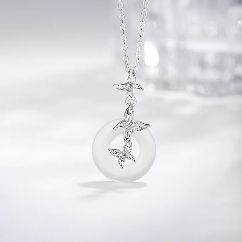Dây Chuyền Bạc Nữ đính đá Mã Não Hồ điệp Eliza LILI 181231 3