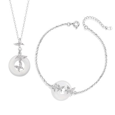 Dây Chuyền Bạc Nữ đính đá Mã Não Hồ điệp Eliza LILI 181231 5