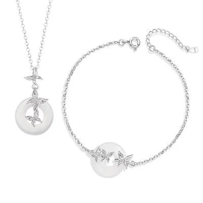 Dây Chuyền Bạc Nữ đính đá Mã Não Hồ điệp Eliza LILI 181231 5