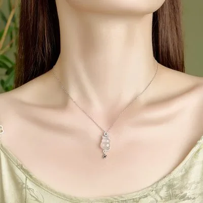 Dây Chuyền Bạc Nữ đính đá Mã Não Mèo May Mắn Skylar LILI 181321 1