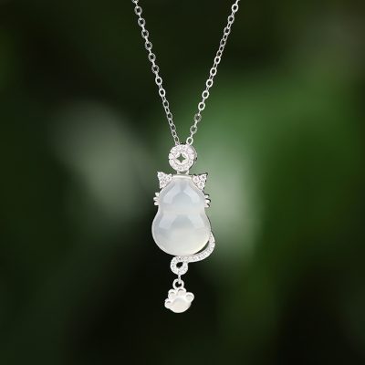 Dây Chuyền Bạc Nữ đính đá Mã Não Mèo May Mắn Skylar LILI 181321 5