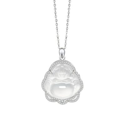 Dây Chuyền Bạc Nữ đính đá Mã Não Phật Di Lặc Margot LILI 181285 3