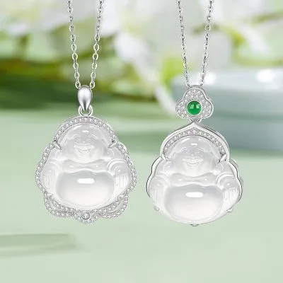Dây Chuyền Bạc Nữ đính đá Mã Não Phật Di Lặc Margot LILI 181285 5