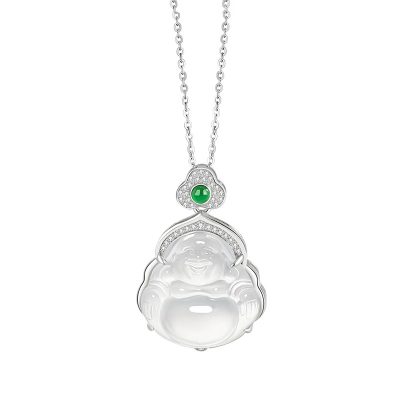 Dây Chuyền Bạc Nữ đính đá Mã Não Phật Di Lặc Margot LILI 181285 9
