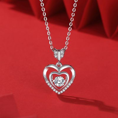 Dây Chuyền Bạc Nữ đính đá Nhảy CZ Trái Tim Tình ái Lyla LILI 181084 1