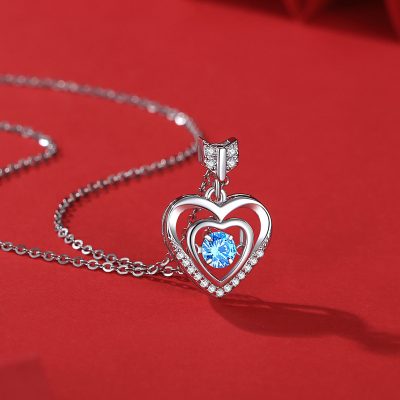 Dây Chuyền Bạc Nữ đính đá Nhảy CZ Trái Tim Tình ái Lyla LILI 181084 2