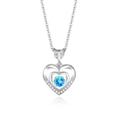 Dây Chuyền Bạc Nữ đính đá Nhảy CZ Trái Tim Tình ái Lyla LILI 181084 5