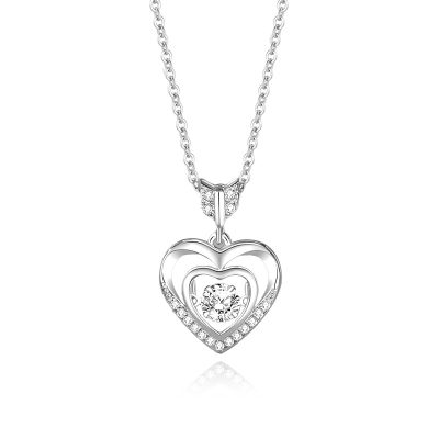 Dây Chuyền Bạc Nữ đính đá Nhảy CZ Trái Tim Tình ái Lyla LILI 181084 6