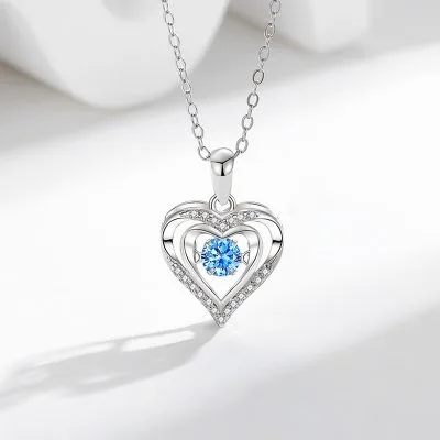 Dây Chuyền Bạc Nữ đính đá Nhảy CZ Trái Tim Tình ái Melanie LILI 181247 1