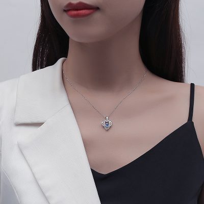 Dây Chuyền Bạc Nữ đính đá Nhảy CZ Trái Tim Tình ái Melanie LILI 181247 2