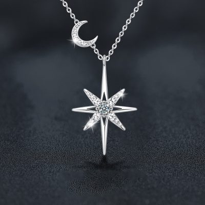 Dây Chuyền Bạc Nữ đính Kim Cương Moissanite Trăng Và Sao Sarah LILI 181435 1