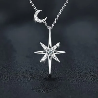 Dây Chuyền Bạc Nữ đính Kim Cương Moissanite Trăng Và Sao Sarah LILI 181435 1