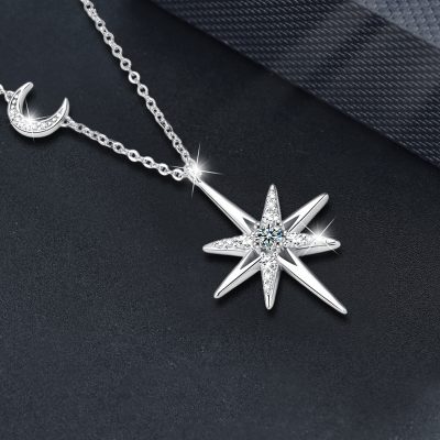 Dây Chuyền Bạc Nữ đính Kim Cương Moissanite Trăng Và Sao Sarah LILI 181435 2