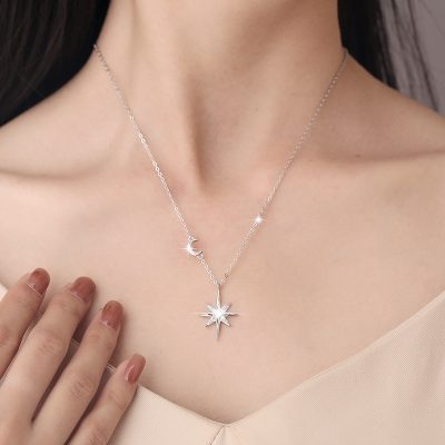 Dây Chuyền Bạc Nữ đính Kim Cương Moissanite Trăng Và Sao Sarah LILI 181435 3