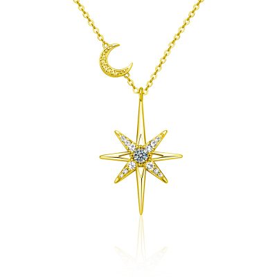 Dây Chuyền Bạc Nữ đính Kim Cương Moissanite Trăng Và Sao Sarah LILI 181435 5