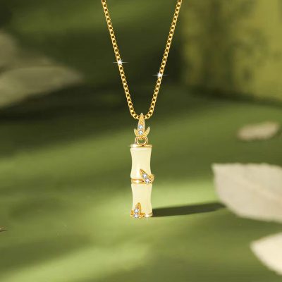 Dây Chuyền Bạc Nữ đính Ngọc Bích Hetian Cây Trúc Eliana LILI 180933 1