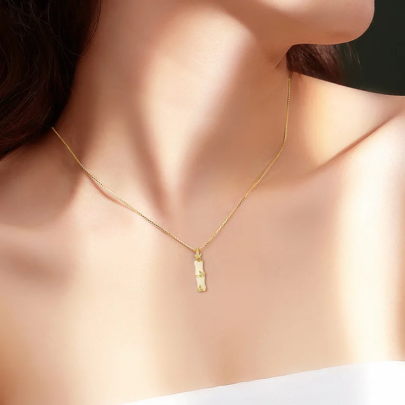 Dây Chuyền Bạc Nữ đính Ngọc Bích Hetian Cây Trúc Eliana LILI 180933 2