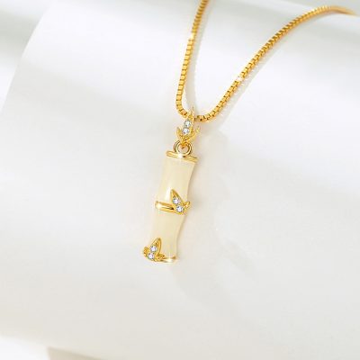 Dây Chuyền Bạc Nữ đính Ngọc Bích Hetian Cây Trúc Eliana LILI 180933 3
