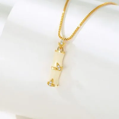 Dây Chuyền Bạc Nữ đính Ngọc Bích Hetian Cây Trúc Eliana LILI 180933 3