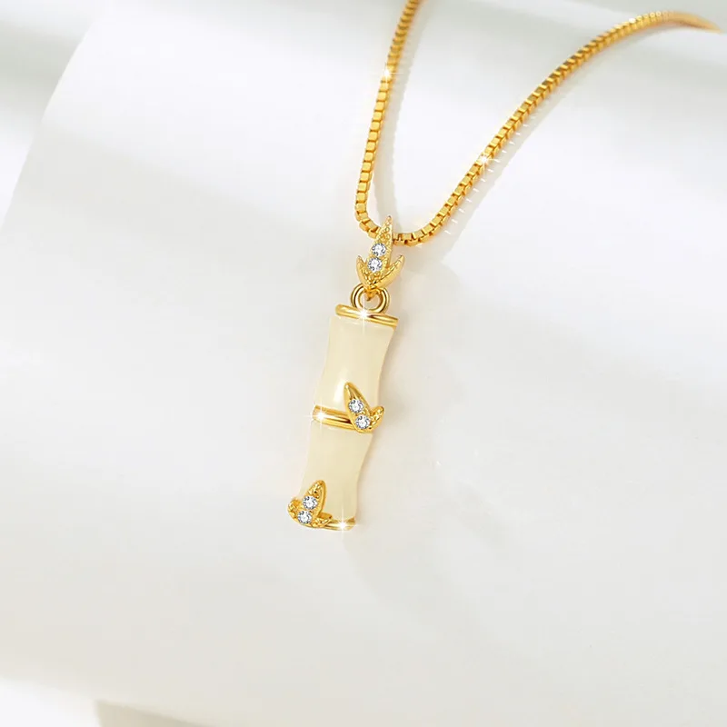 Dây Chuyền Bạc Nữ đính Ngọc Bích Hetian Cây Trúc Eliana LILI 180933 3