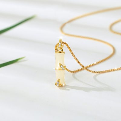 Dây Chuyền Bạc Nữ đính Ngọc Bích Hetian Cây Trúc Eliana LILI 180933 4