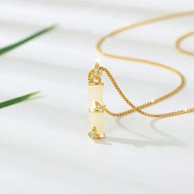 Dây Chuyền Bạc Nữ đính Ngọc Bích Hetian Cây Trúc Eliana LILI 180933 4