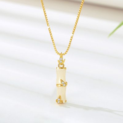 Dây Chuyền Bạc Nữ đính Ngọc Bích Hetian Cây Trúc Eliana LILI 180933 7