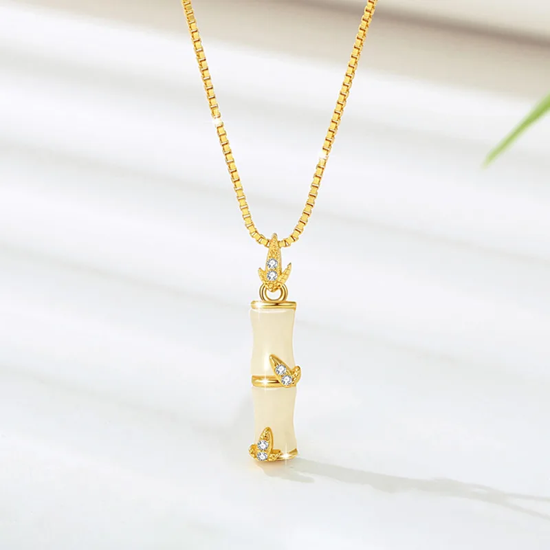 Dây Chuyền Bạc Nữ đính Ngọc Bích Hetian Cây Trúc Eliana LILI 180933 7