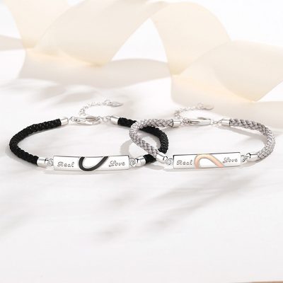 Lắc Tay Bạc Cặp đôi Trái Tim Ghép đôi Real Love LILI 180285 5
