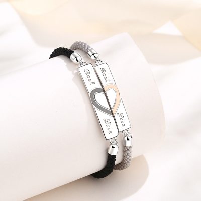 Lắc Tay Bạc Cặp đôi Trái Tim Ghép đôi Real Love LILI 180285 6