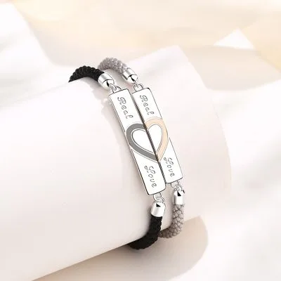 Lắc Tay Bạc Cặp đôi Trái Tim Ghép đôi Real Love LILI 180285 6