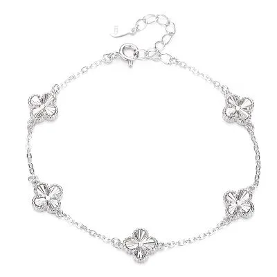 Lắc Tay Bạc Nữ Cỏ 4 Lá Cách điệu Lucy LILI 180796 6