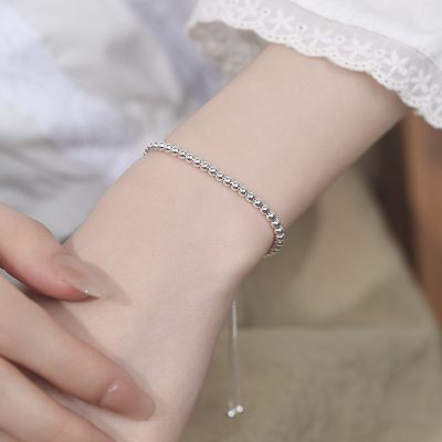 Lắc Tay Bạc Nữ Dây Rút Chuỗi Hạt Tròn Emma LILI 180817 4