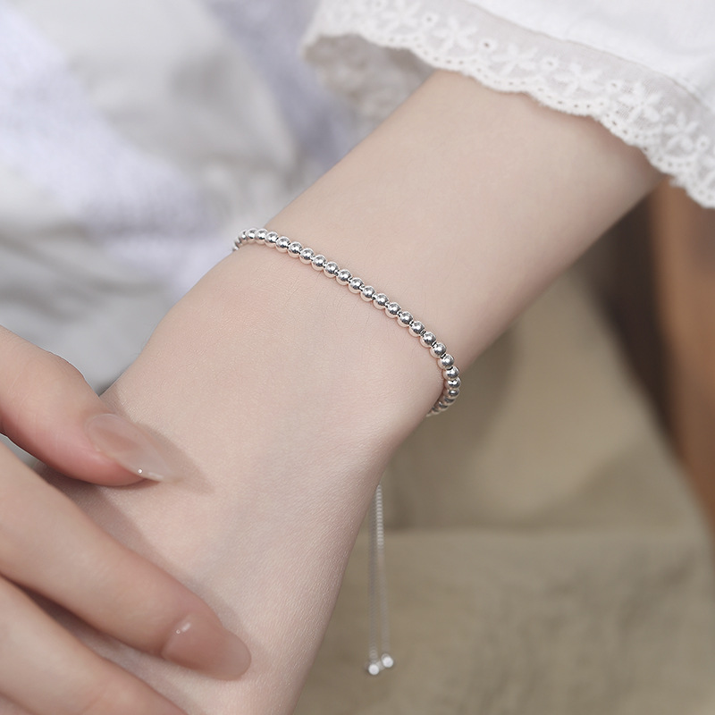 Lắc Tay Bạc Nữ Dây Rút Chuỗi Hạt Tròn Emma LILI 180817 4