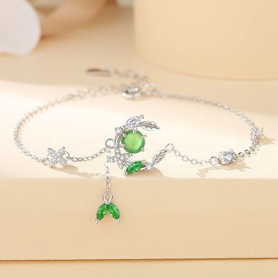 Lắc Tay Bạc Nữ đính đá CZ Cành Thường Xuân Alaia LILI 181513 1