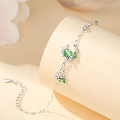 Lắc Tay Bạc Nữ đính đá CZ Cành Thường Xuân Alaia LILI 181513 2