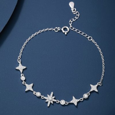 Lắc Tay Bạc Nữ đính đá CZ Hình ánh Sao Lấp Lánh Starry LILI 180563 6