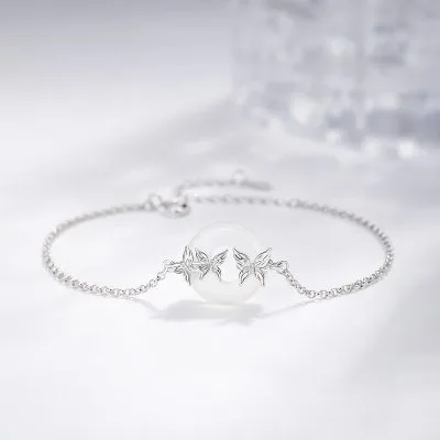 Lắc Tay Bạc Nữ đính đá CZ Mã Não Hình Hồ điệp Solana LILI 180516 1