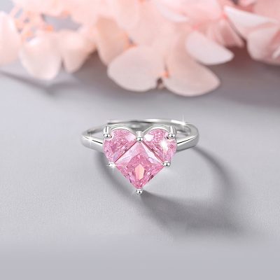 Nhẫn Bạc Nữ đính đá CZ Hình Trái Tim Heartbeat LILI 180827 1