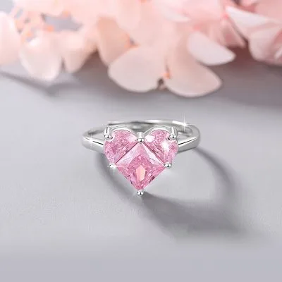 Nhẫn Bạc Nữ đính đá CZ Hình Trái Tim Heartbeat LILI 180827 1
